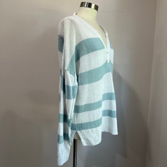 Haven Organic Cotton Linen Stripe V Neck Sweater Casual Size XL - Picture 4 of 7